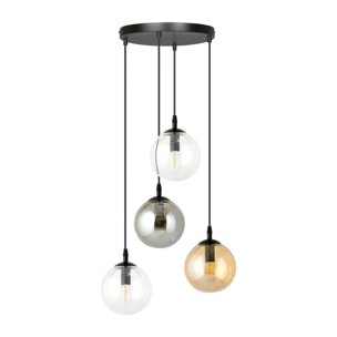 Lampada a sospensione Cosmo in acciaio e vetro
