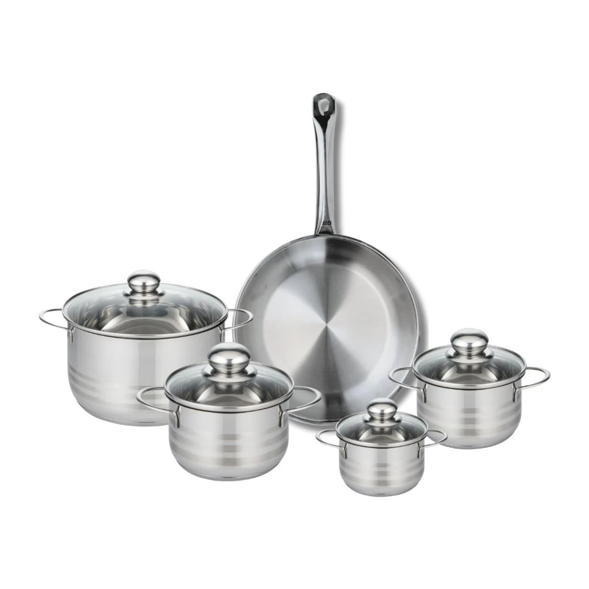 Ensemble de 1 Poêle de cuisson 28 cm et 4 faitouts 12, 14, 16 et 20 cm Elo Profi Brillant