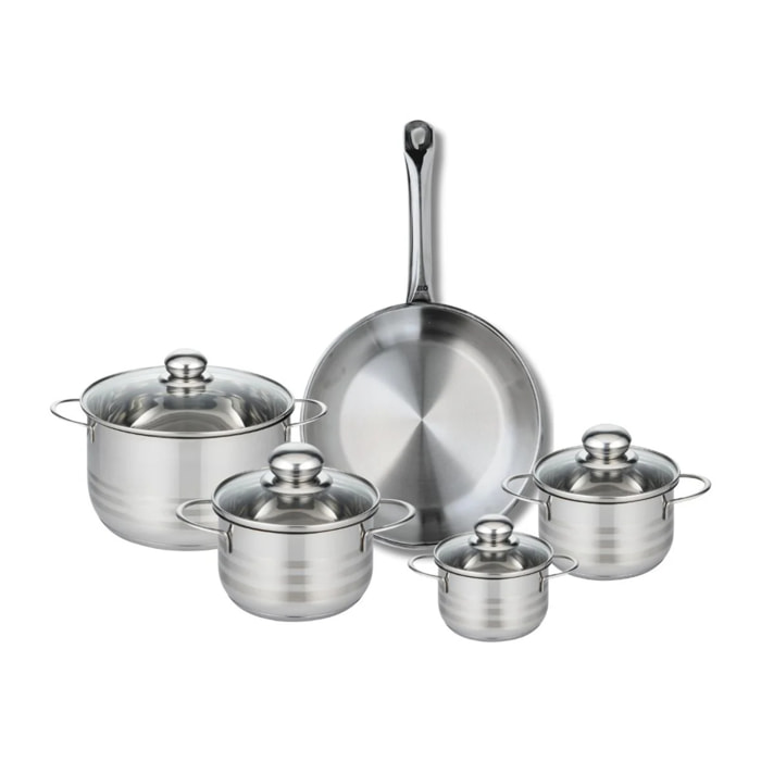 Ensemble de 1 Poêle de cuisson 28 cm et 4 faitouts 12, 14, 16 et 20 cm Elo Profi Brillant