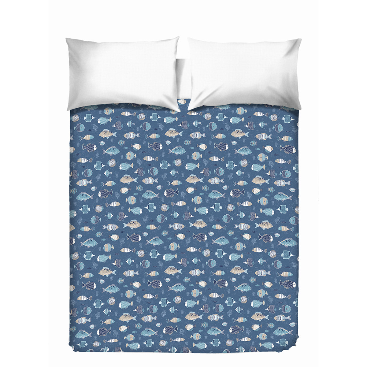 Copriletto di cotone oceano blu