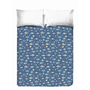 Copriletto di cotone oceano blu