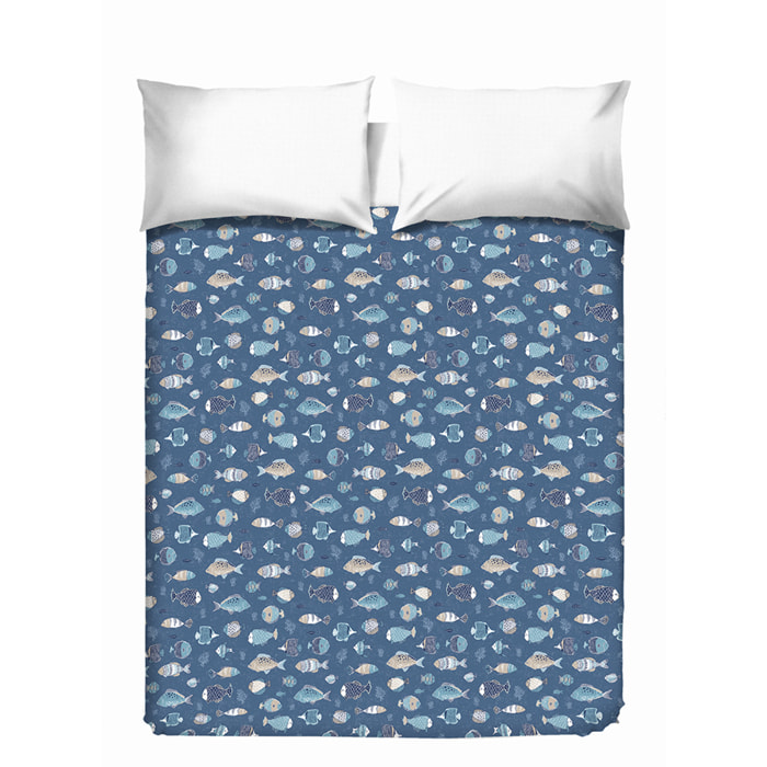 Copriletto di cotone oceano blu