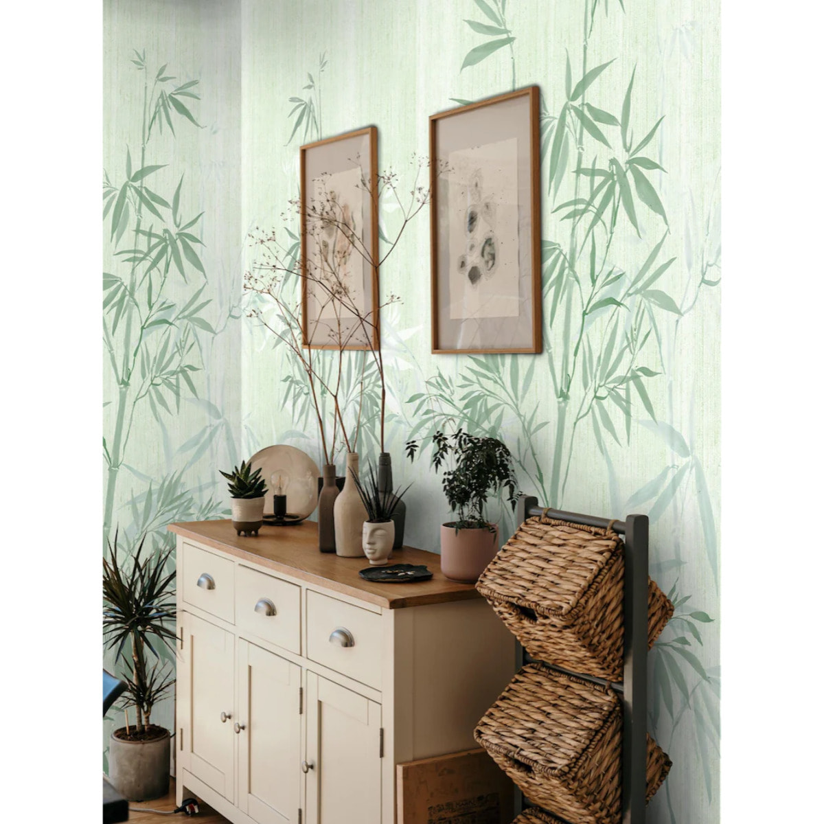 Carta da Parati Foresta di Bambù in Stile Acquerello Giapponese