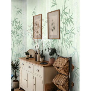 Carta da Parati Foresta di Bambù in Stile Acquerello Giapponese