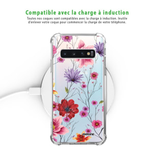 Coque Samsung Galaxy S10 Plus anti-choc souple angles renforcés transparente Fleurs Multicolores Evetane