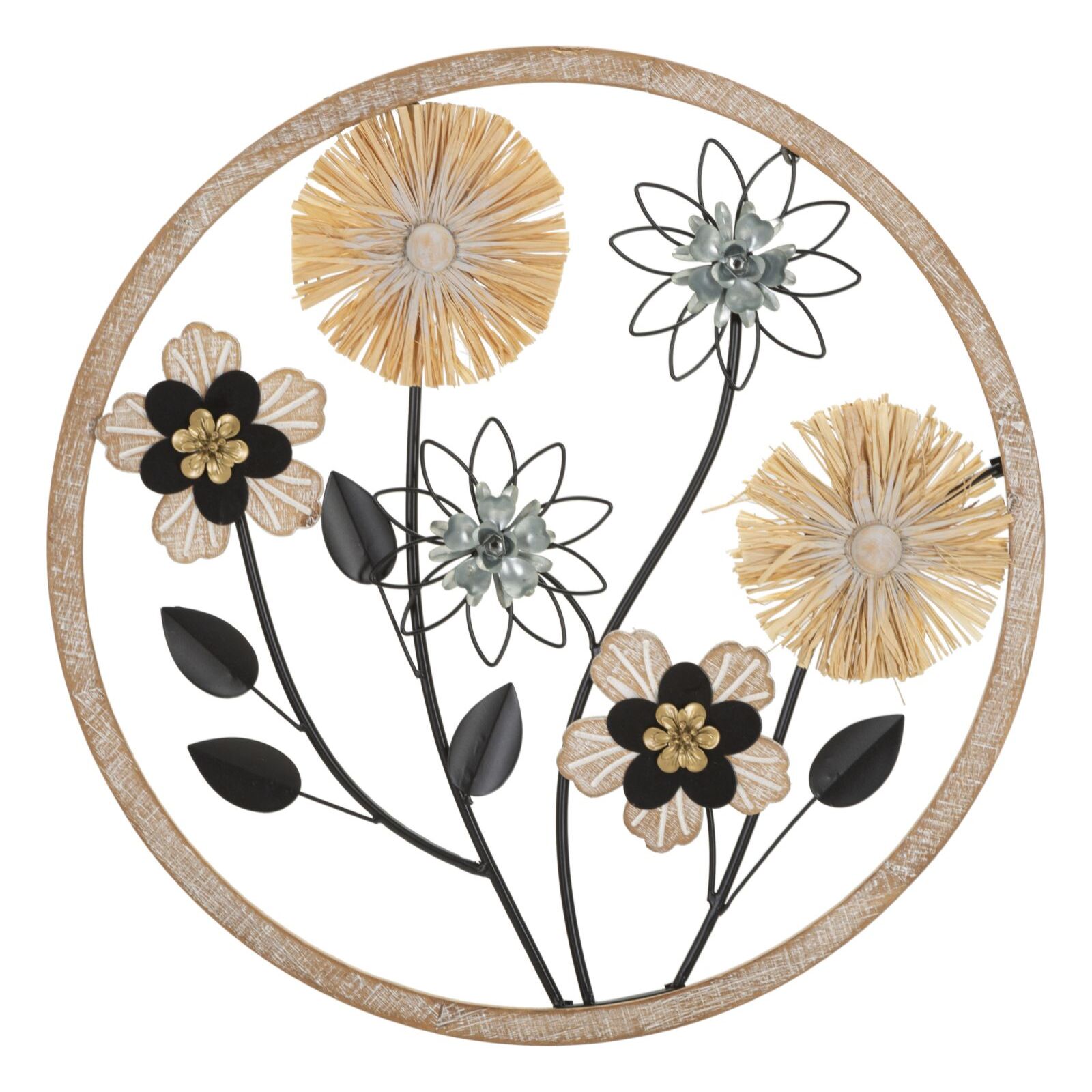 PANNELLO IN FERRO E LEGNO RAFFIA CM Ø 50X3