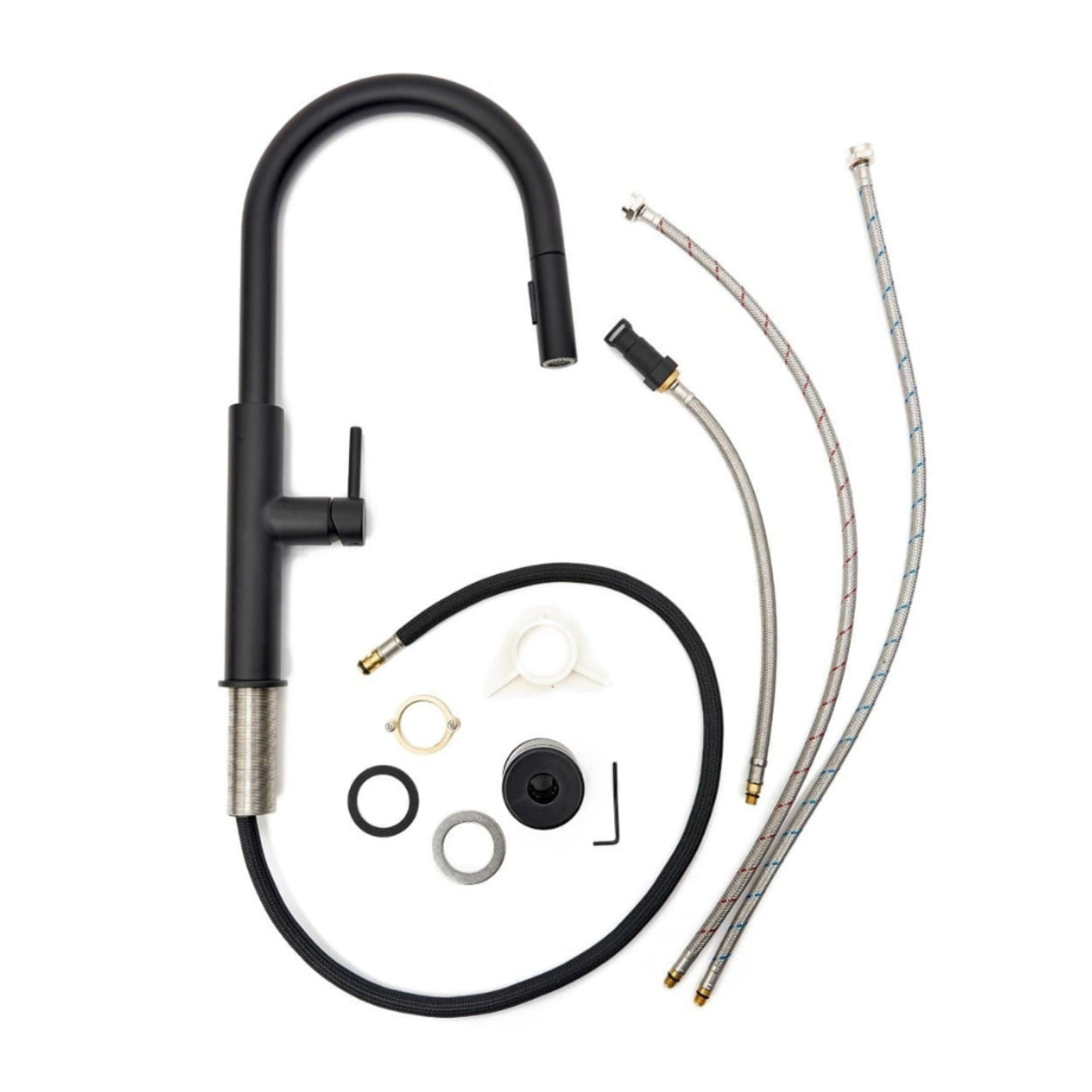 Mitigeur cuisine avec douchette extractible 2 jets, noir mat (SATBSD286C)