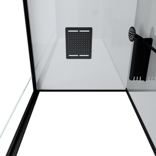 Cabine de douche Hydromassante 90x90x215 cm - Fonds Gris et Profilés Noir Mat - GREY STYLE