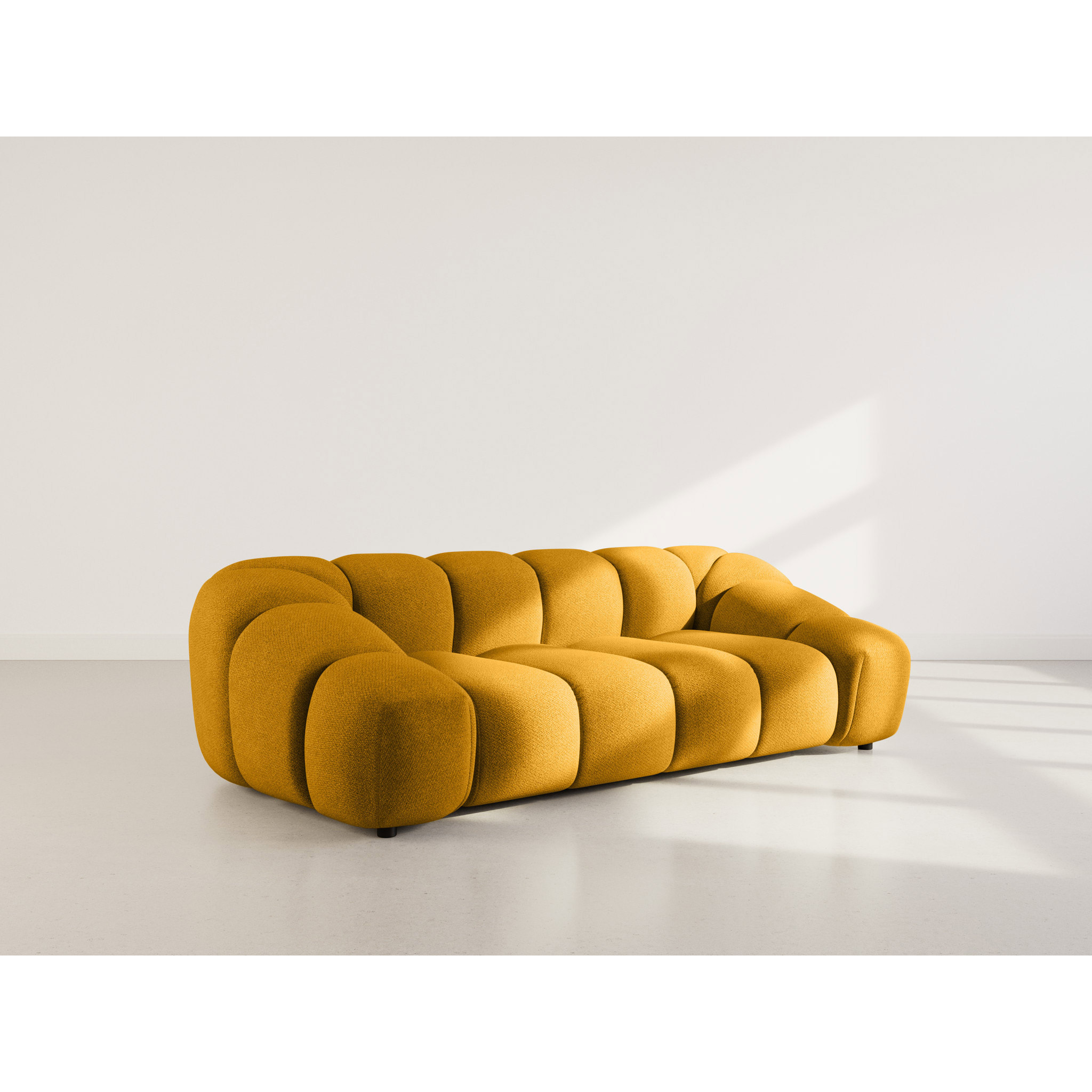 Ava - canapé 3 places en velours texturé - Jaune