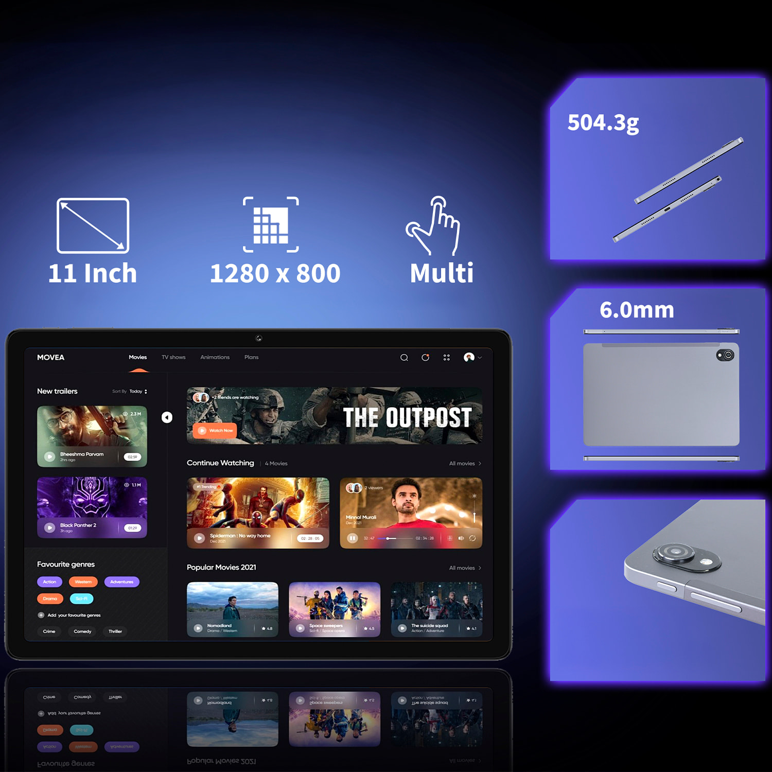 Tablet T606 2.4G+5G WiFi 6. SO Android 14. Schermo 10,95” 1280x800px. 6GB RAM + 6GB Virtual + 128GB. Doppia fotocamera 5 + 13mpx.