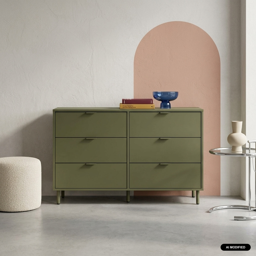 Commode décor bois et métal 6 tiroirs ELLIE