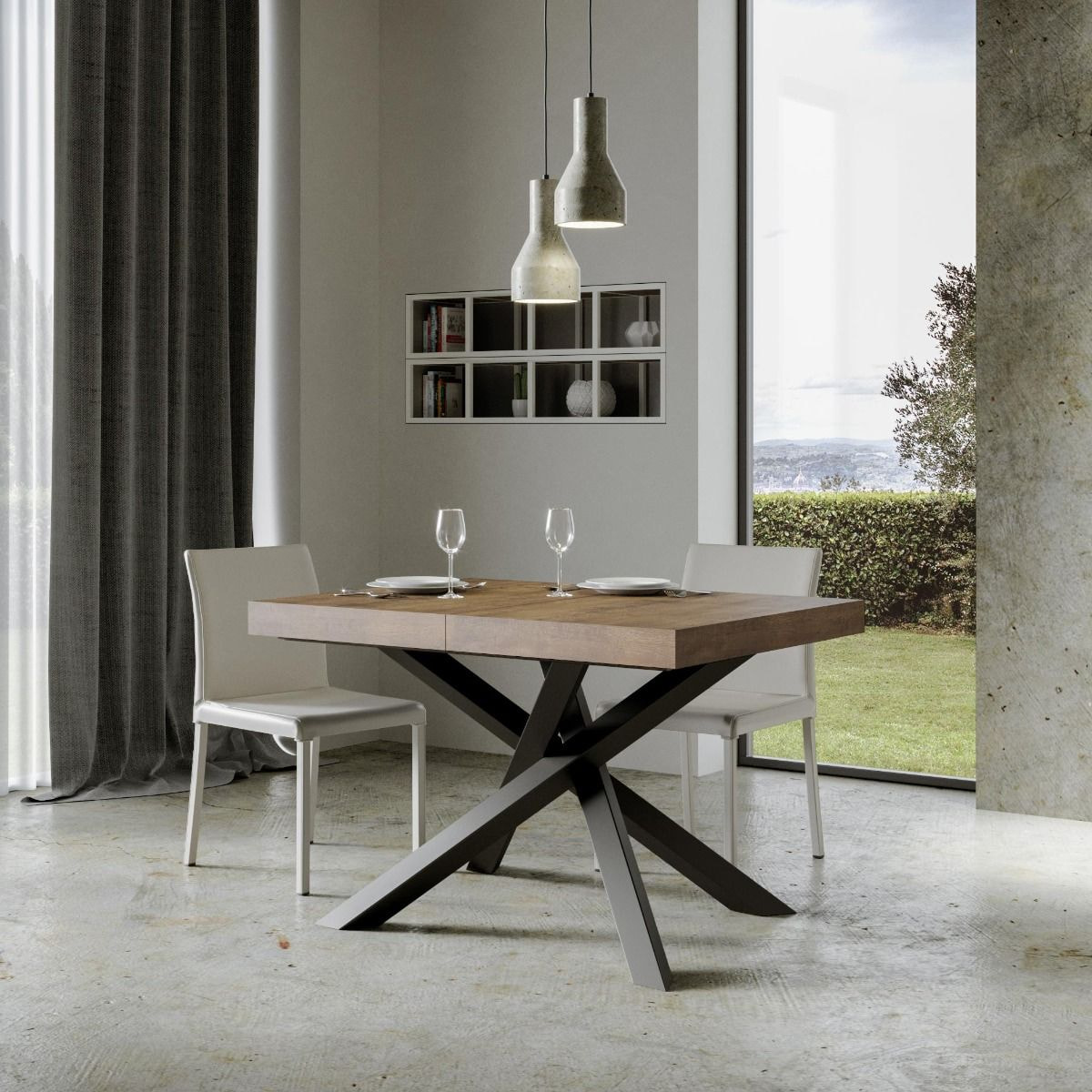 Tavolo allungabile 90x140/400 cm Volantis noce telaio Antracite