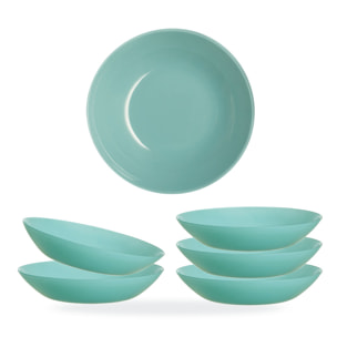 6 assiettes creuses Arty soft blue 20cm - Luminarc