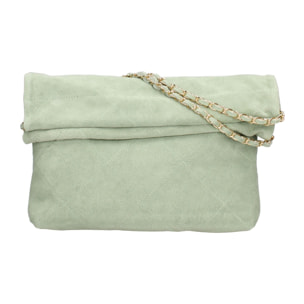 Borsa a spalla da donna Made in Italy - Modello Celeste Elite - Pelle scamosciata - 32.0 x 34.0 x 6.0 cm