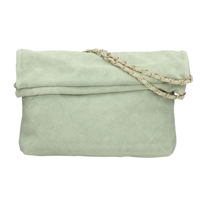 Borsa a spalla da donna Made in Italy - Modello Celeste Elite - Pelle scamosciata - 32.0 x 34.0 x 6.0 cm