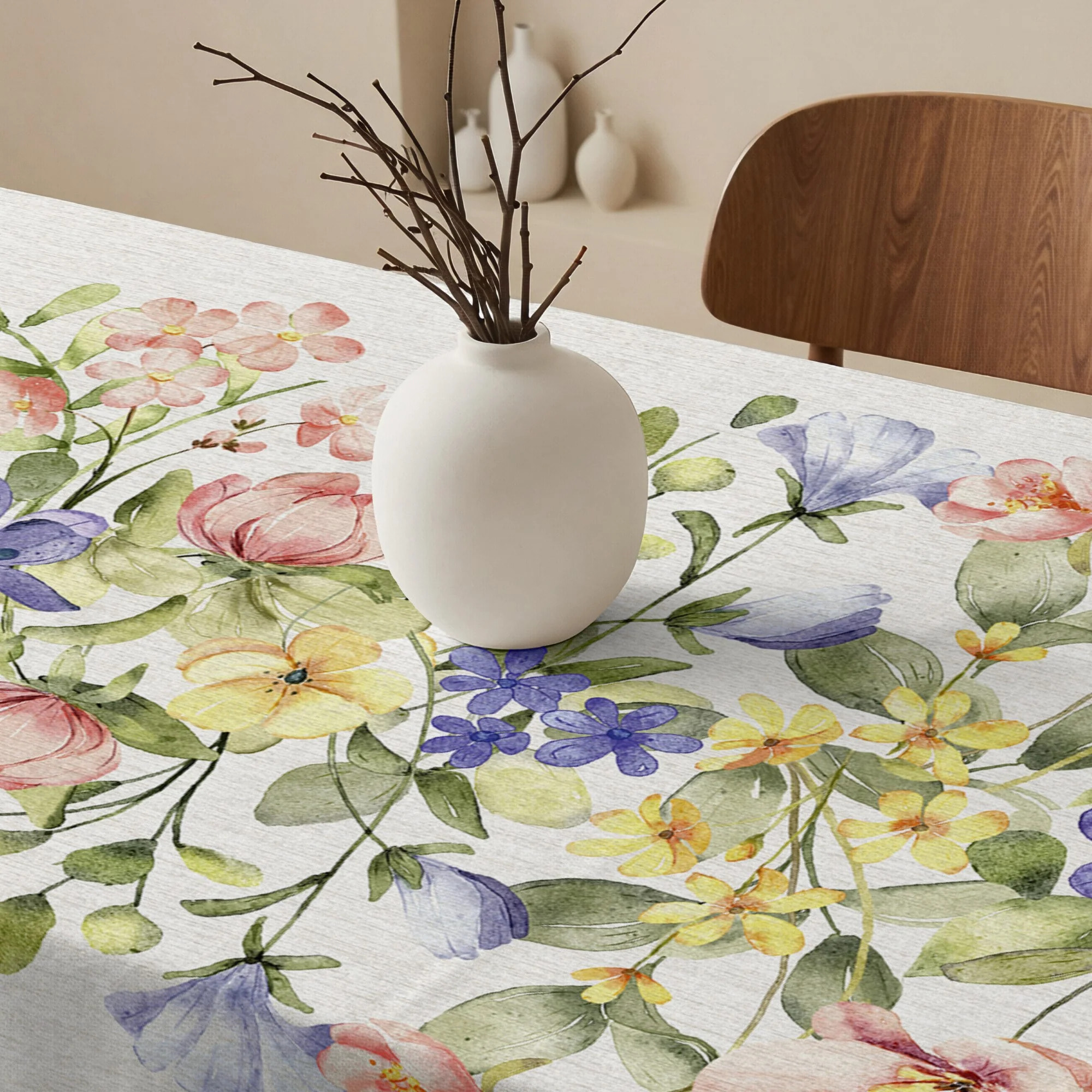 Nappe anti-taches 100 % coton Flowers Cenefa Central 2