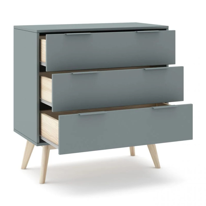 Sinfonier de 3 cajones versátiles y funcionales en verde salvia y oak soft 80x83 cm Numa Verde Salvia - Oak Soft