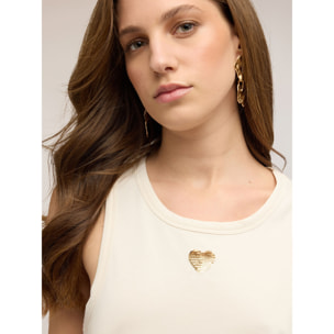 Motivi - Top con corazón de lentejuelas - Beige