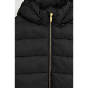 Giubbotto ultralight Cecilia nero con cappuccio rimovibile e ricamo PC