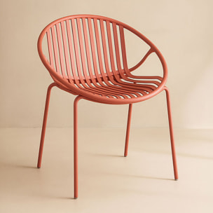 Lot de 4 fauteuils de table brique en polypropylène et métal  CALYPSO