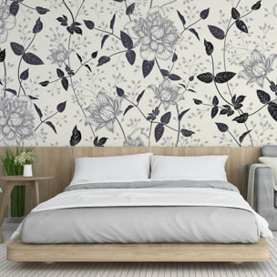 Papier peint panoramique Pivoine b&w  Intissé