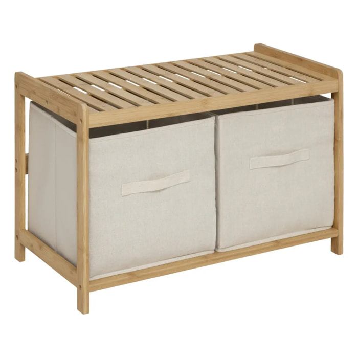 Banc de rangement "Tidy Box" avec 2 paniers en bambou marron 66,8x35cm