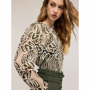 Motivi - Blusa de bordado inglés - Verde militare