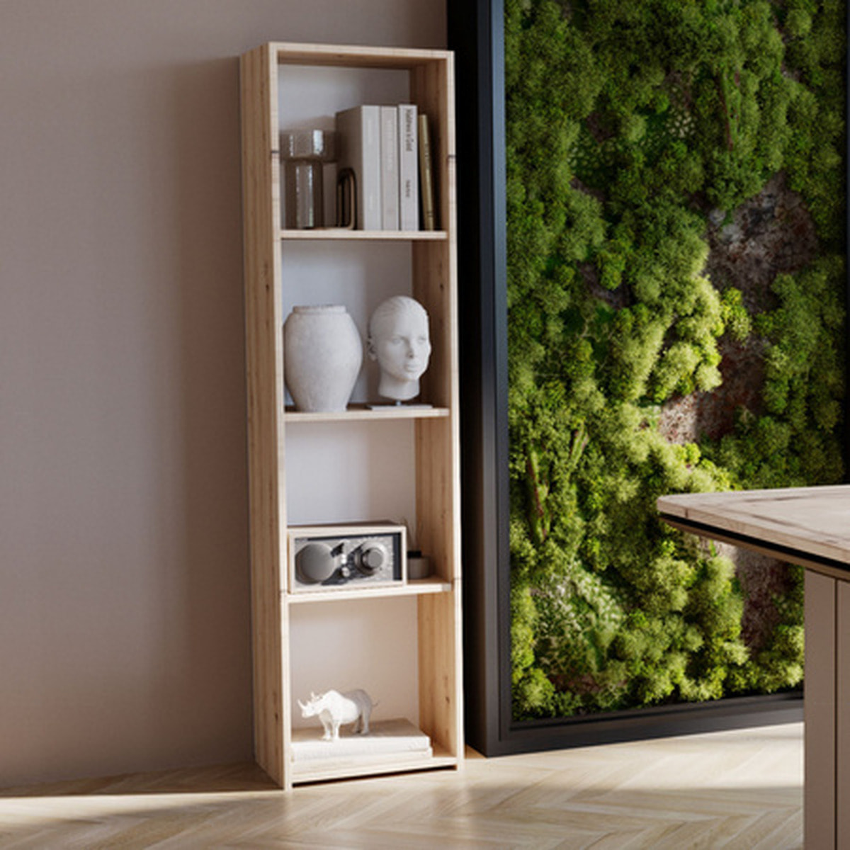 Libreria a colonna LONI 160x40 cm rovere Artisan con 4 ripiani a giorno