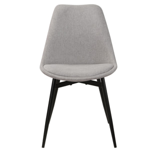 Lot de 2 chaises en tissu gris clair chiné et pieds en métal - Filipi