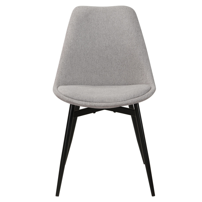 Lot de 2 chaises en tissu gris clair chiné et pieds en métal - Filipi