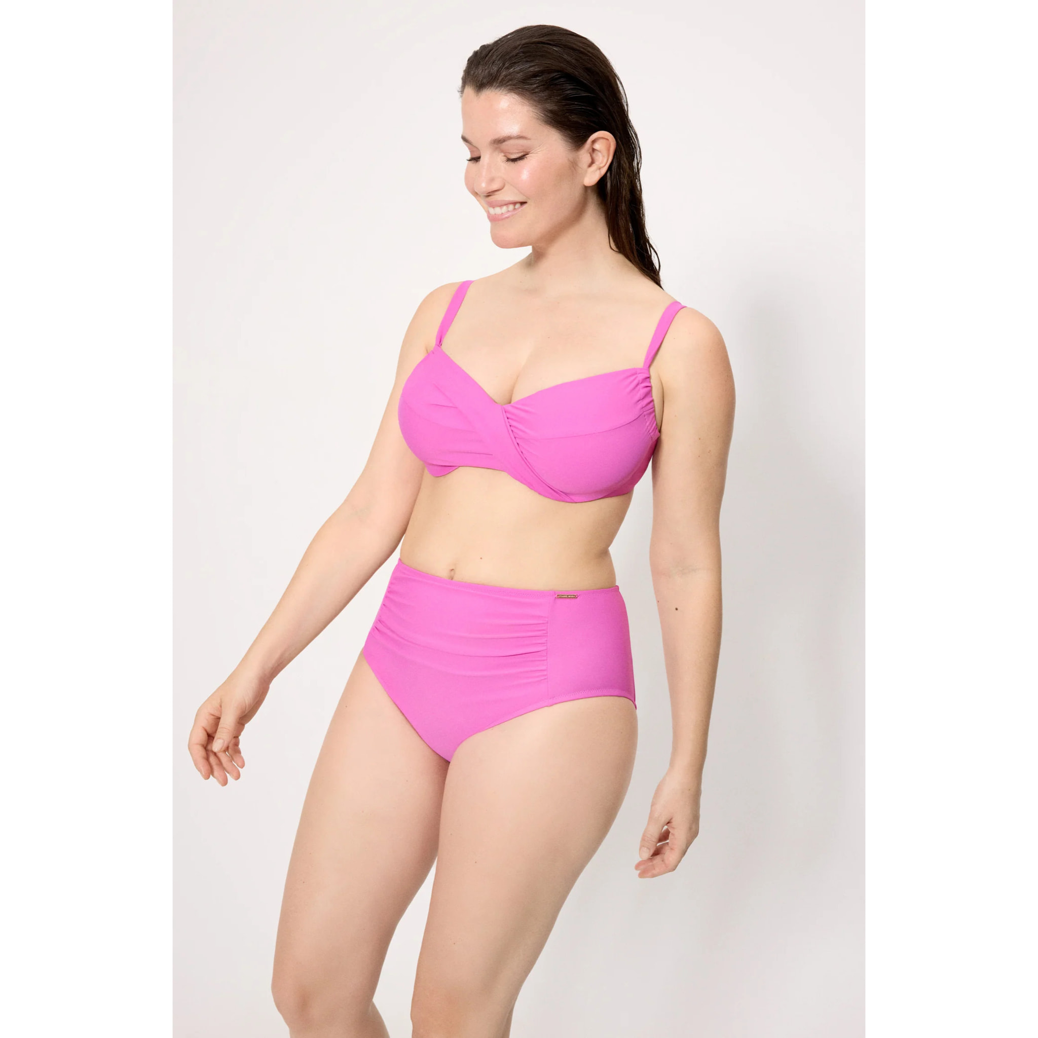 Slip bikini vita alta modellante Rosa