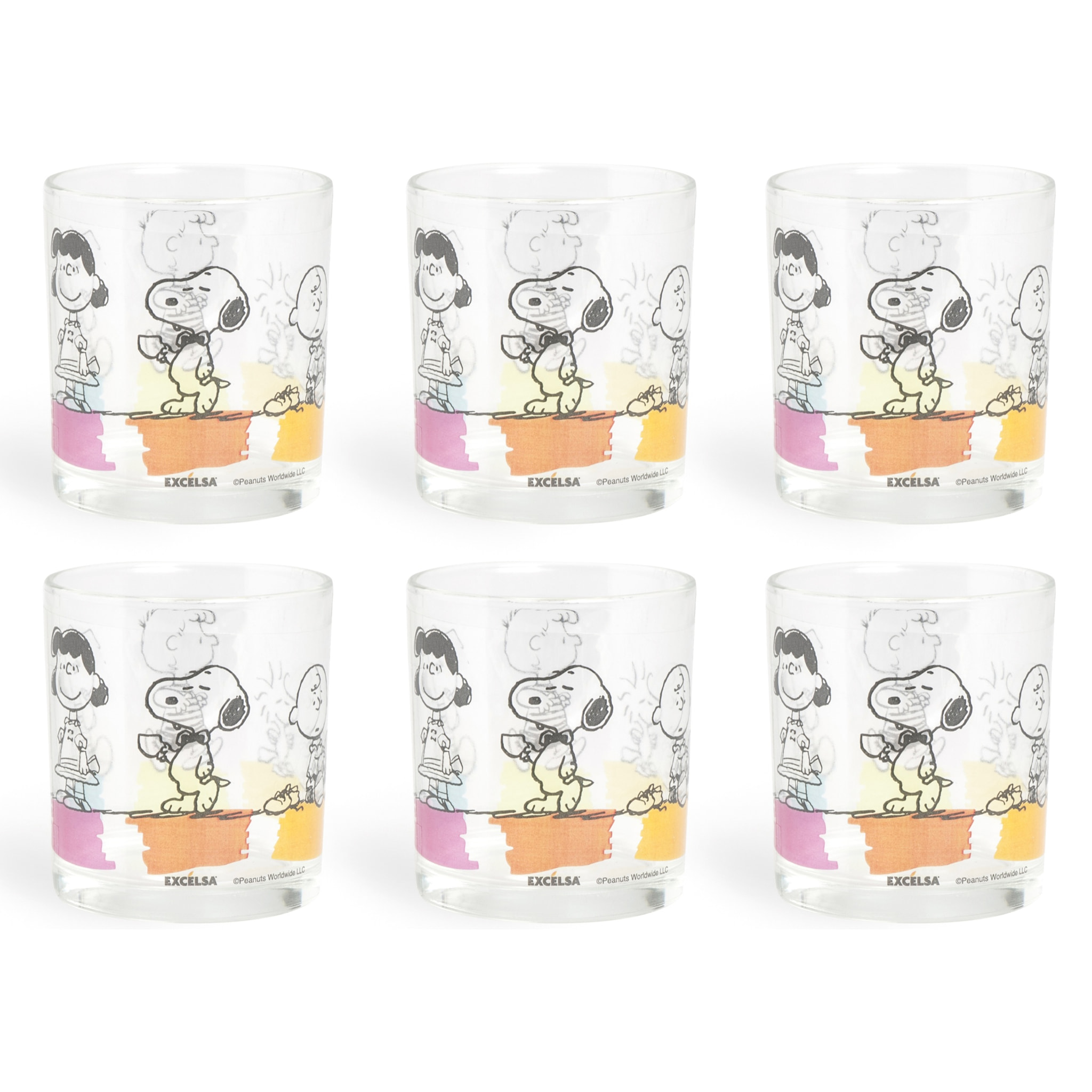 Set de 6 Verres Excelsa – Peanuts, Verre Multicolore