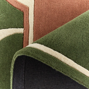 PANTONE - Tapis en laine fait main CEDRE BLANC à motif géométrique vert