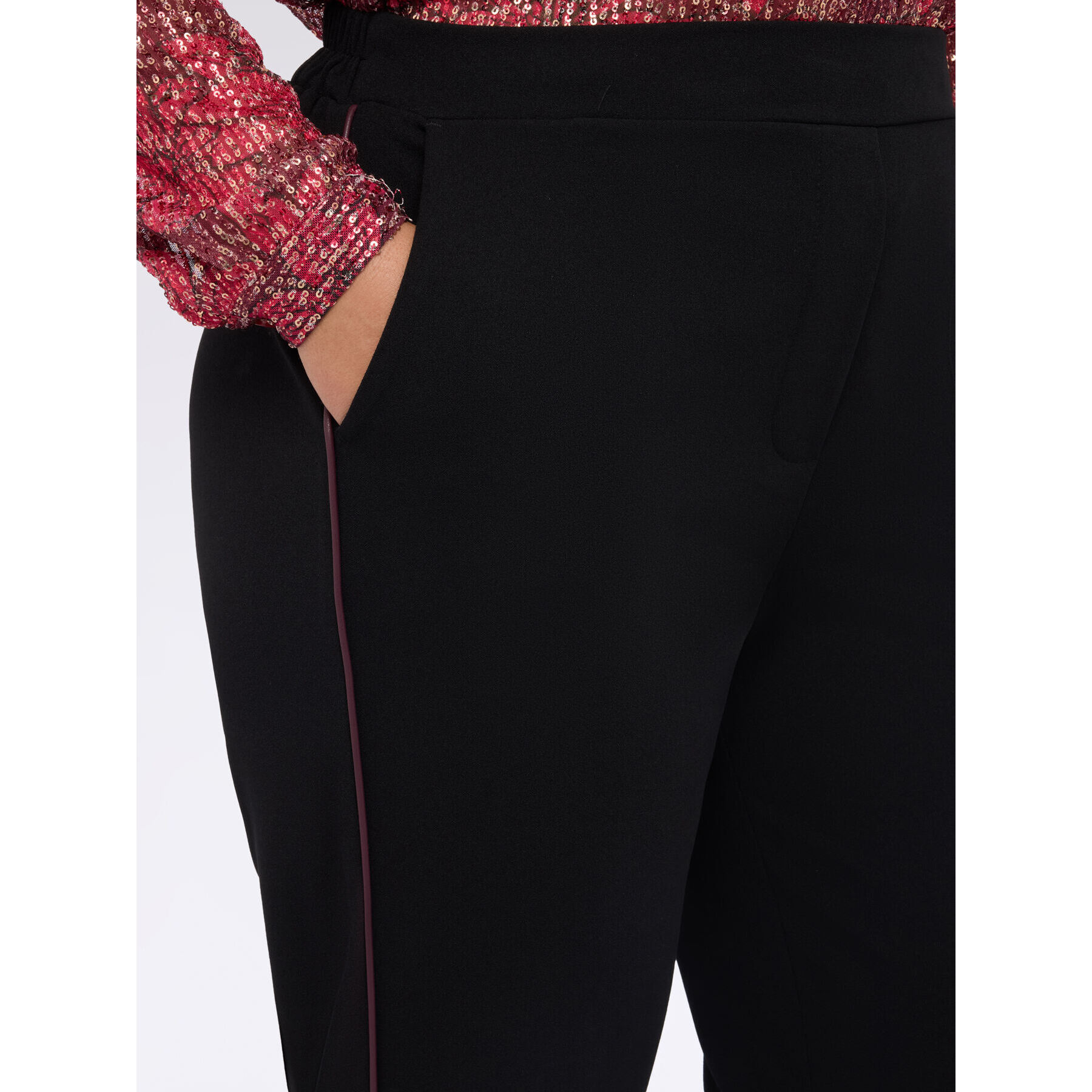 Fiorella Rubino - Pantalones Joggers con ribete lateral - Negro