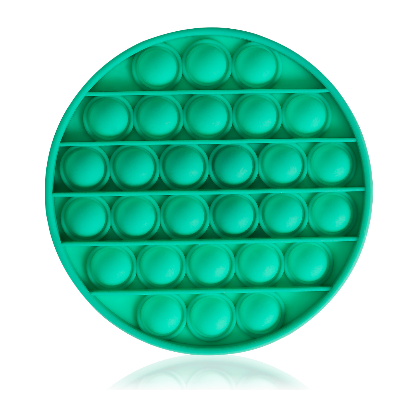 DAM Pop Bubble juguete sensitivo desestresante, burbujas de silicona para apretar y pulsar. Diseño redondo. 12,5x1,7x12,5 Cm. Color: Verde Esmeralda