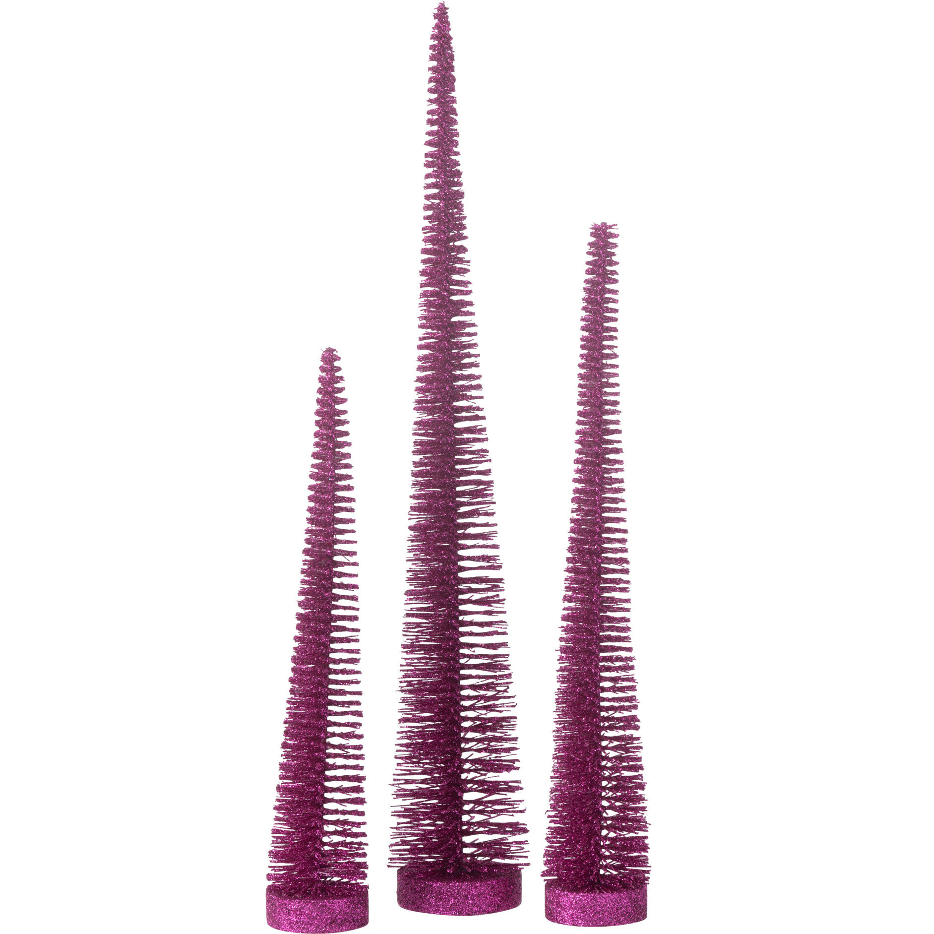 J-Line décoration Sapin De Noël Paillettes - plastique - rose - boite de 3