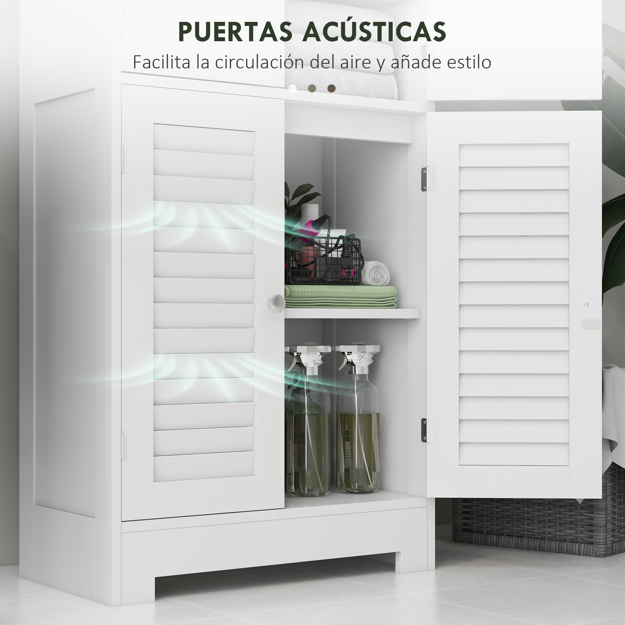 Columna de Baño Mueble Auxiliar de Baño con 6 Puertas Estantes Ajustables Antivuelco Armario de Baño Moderno 60x30x170,5 cm Blanco