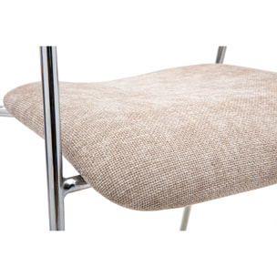 Chaises en tissu effet velours texturé taupe, bois clair et métal chromé (lot de 2) FANELY