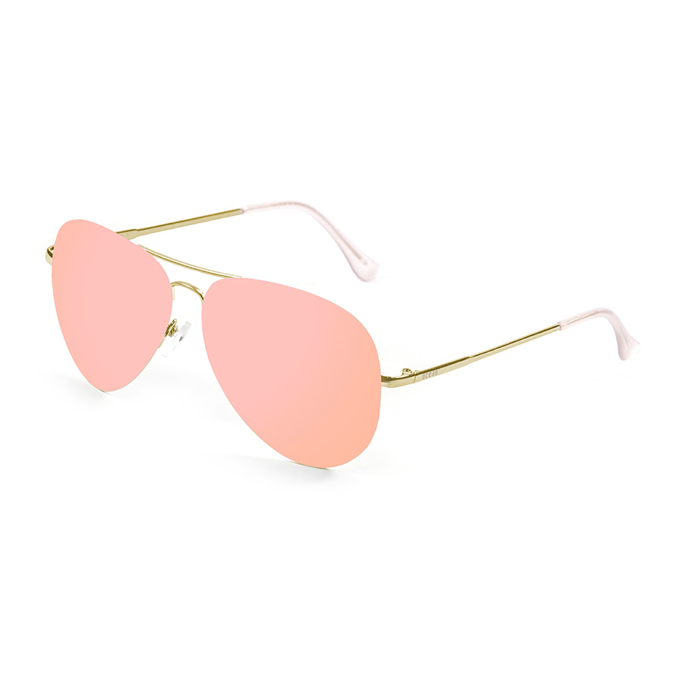 Gafas de sol OCEAN LONG BEACH - Nueva / De pc con montura dorada mate y lente plana revo rosa real