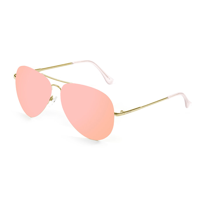 Gafas de sol OCEAN LONG BEACH - Nueva / De pc con montura dorada mate y lente plana revo rosa real