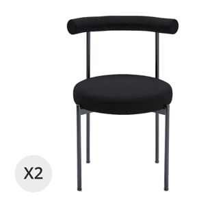 Lot de 2 chaises de salle à manger design moderne, bouclette grise anthracite