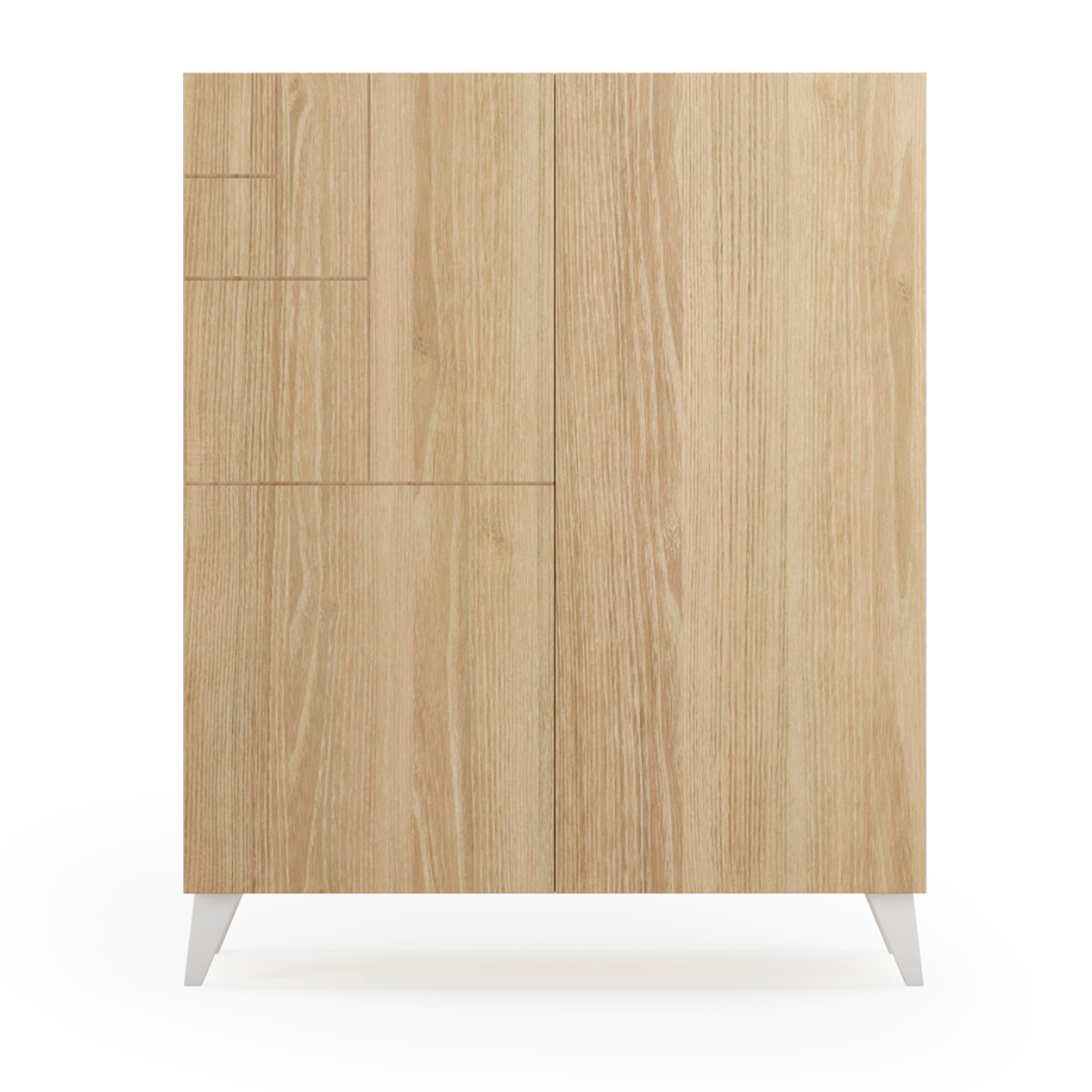 Zapatero Malmo melamina roble dorado patas blanco 109x90x27 cm