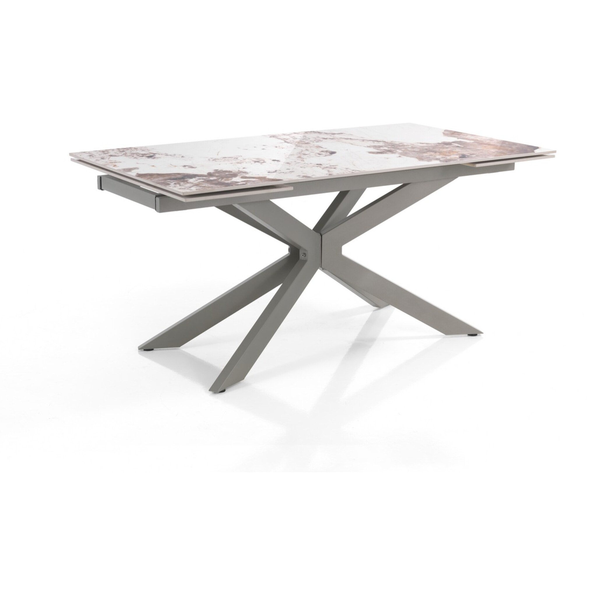 Tomasucci Table extensible MELVIN EVO 160 ONICE MARBLE - PLATINE