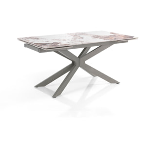 Tomasucci Table extensible MELVIN EVO 160 ONICE MARBLE - PLATINE