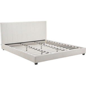 Lit avec tête de lit en velours - WILLIAM