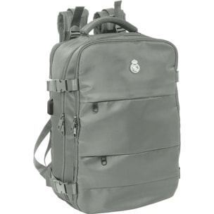 Mochila viaje cabina portatil 15,6 real madrid gris