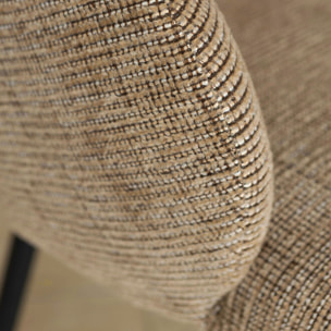 Lot de 2 fauteuils en métal noir et tissu tweed beige GINETTE