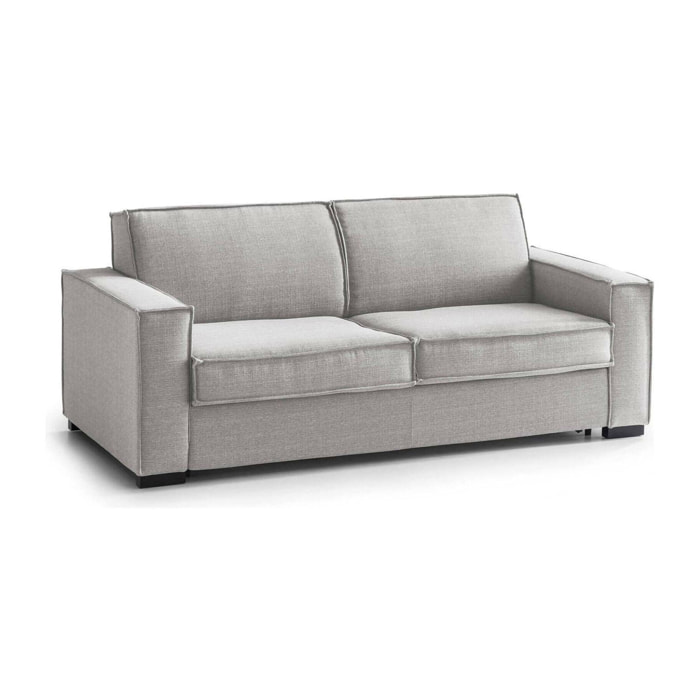 Divano fisso 3 posti Abernathy, Sofà Soggiorno in tessuto, Braccioli slim, 100% Made in Italy, Cm 200x95h90, Grigio