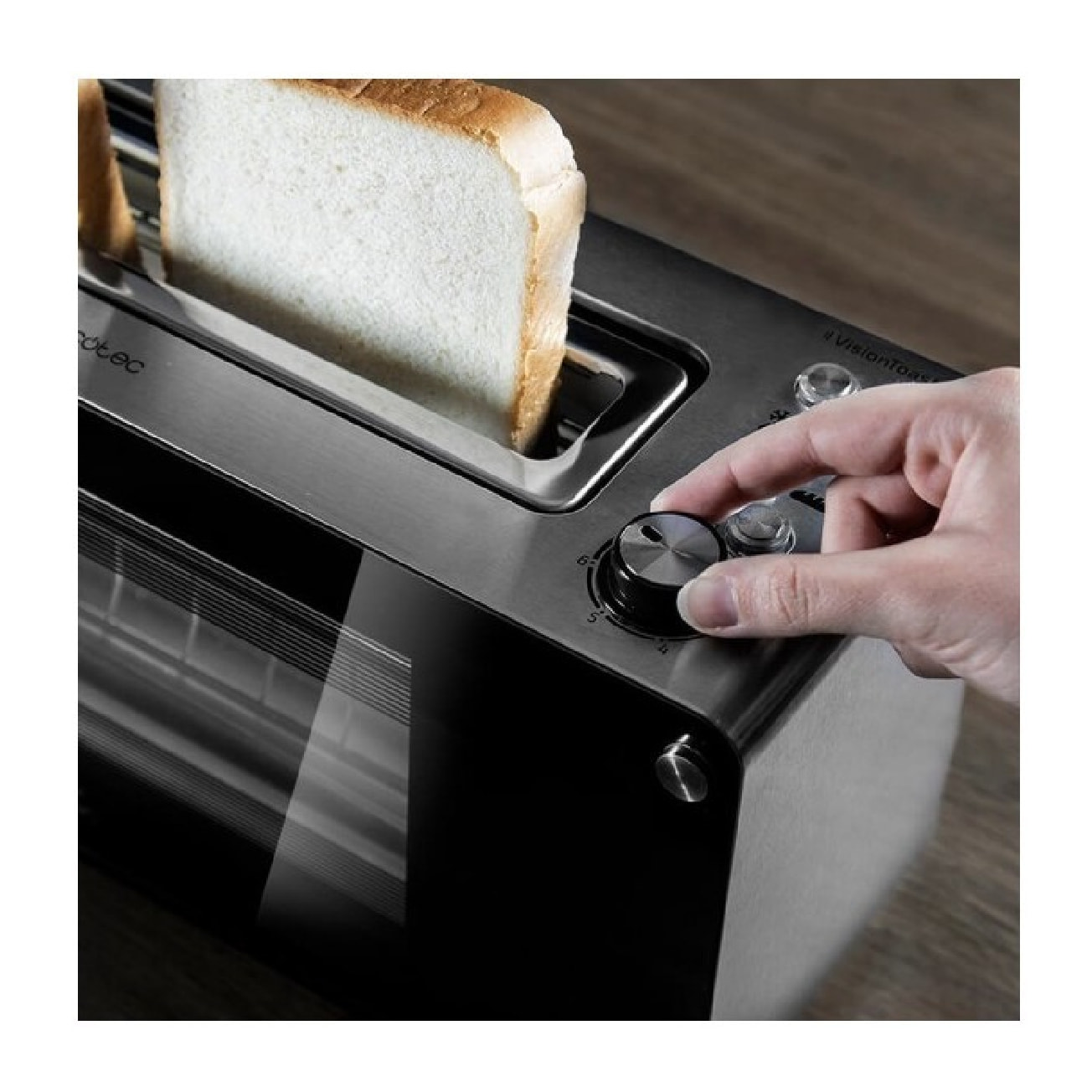 Cecotec Grill-pain VisionToast. Fenêtres en verre, Fente, 7 Niveaux pour Toaster