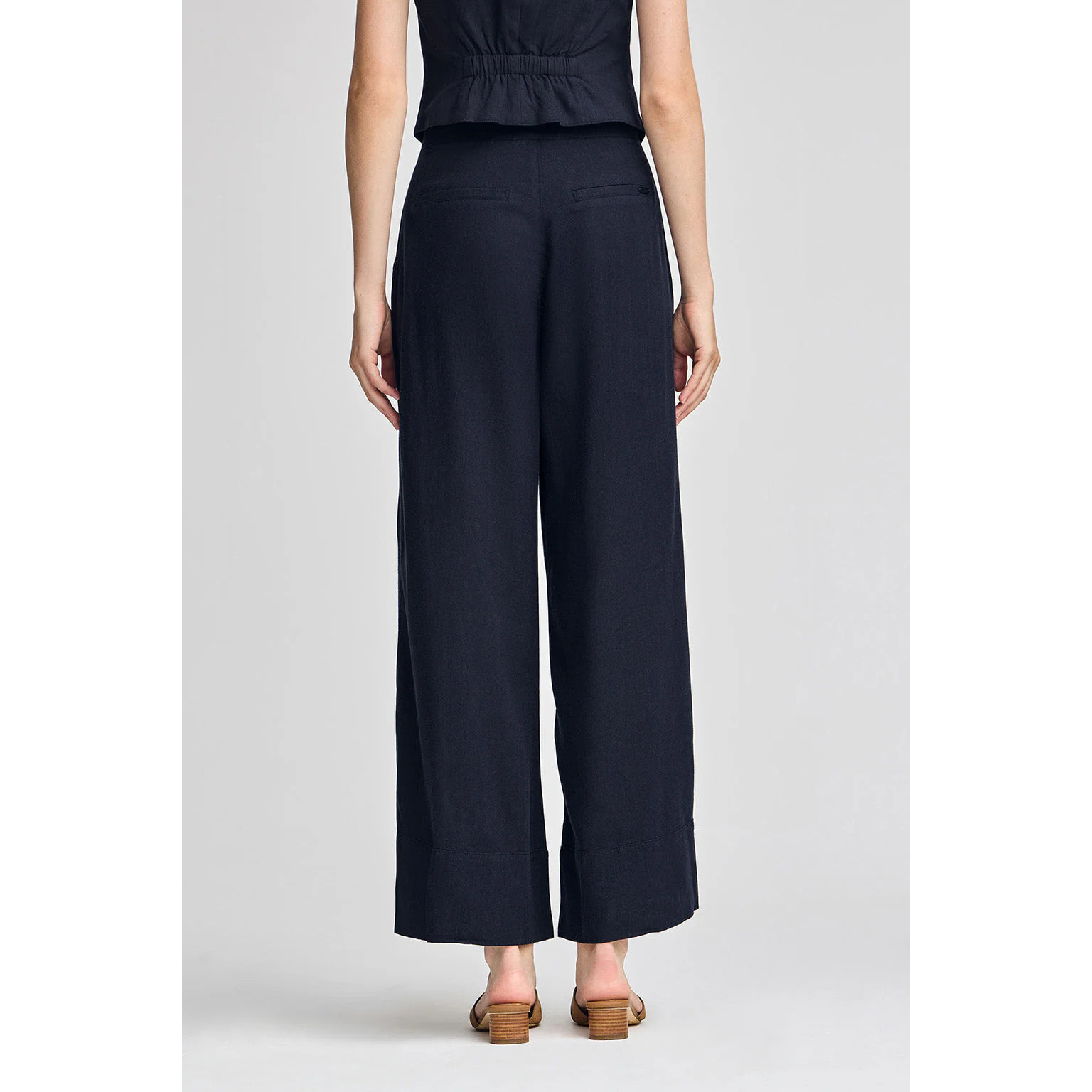 Pantalón azul marino Deia de algodón y lino con detalles Polo Club